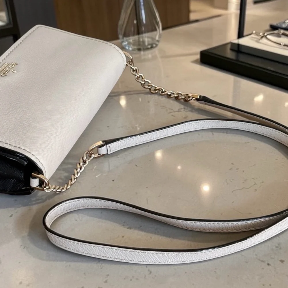 Kate Spade Cameron Street Corin Two-Tone Cream and Black Chain Crossbody Bag - Picture 11 of 12